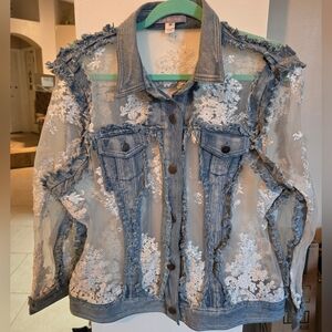 Mesh Lace Denim Jacket